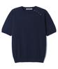 BASEMOMENT Diagonal Button Half Knit Navy