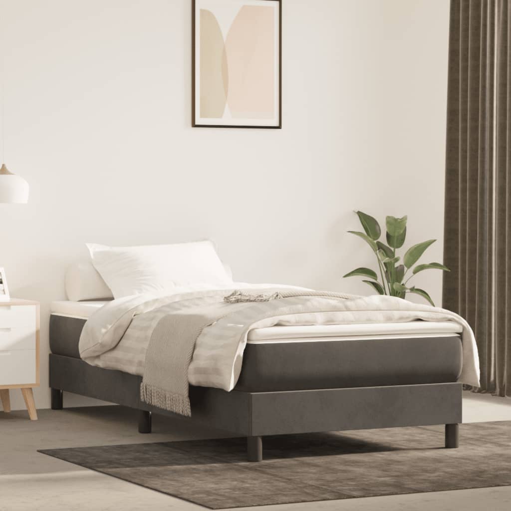 Box Spring Bed Frame Dark Grey 80 x 200 cm Velvet