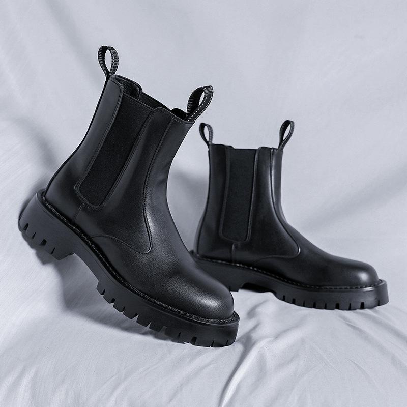 Stivali Martin da Uomo Stivali da Uomo Moda Versatile Britannico Stivali da Uomo Autunno e Inverno Peluche Ispessito Lavorazione Scarpe Alte in Pelle