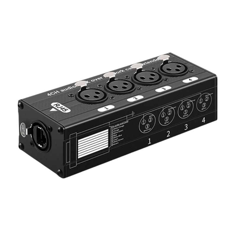 Professional 4 Port XLR Over Ethernet Converter For Noise Less Auditory Transmission Auditory Extender