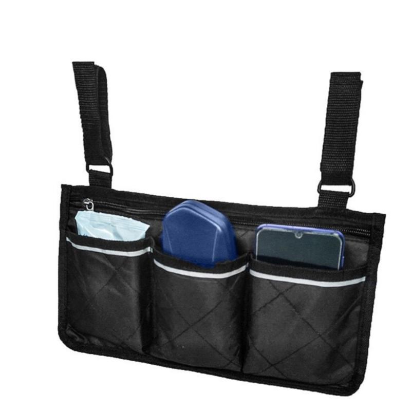 5 Colors Wheelchair Side Organizer Bag Multi Pockets Armrest Storage With Zipper