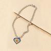 Stylish Multicolor Heart Pendant Necklace With Trendy Beaded Chain For Women