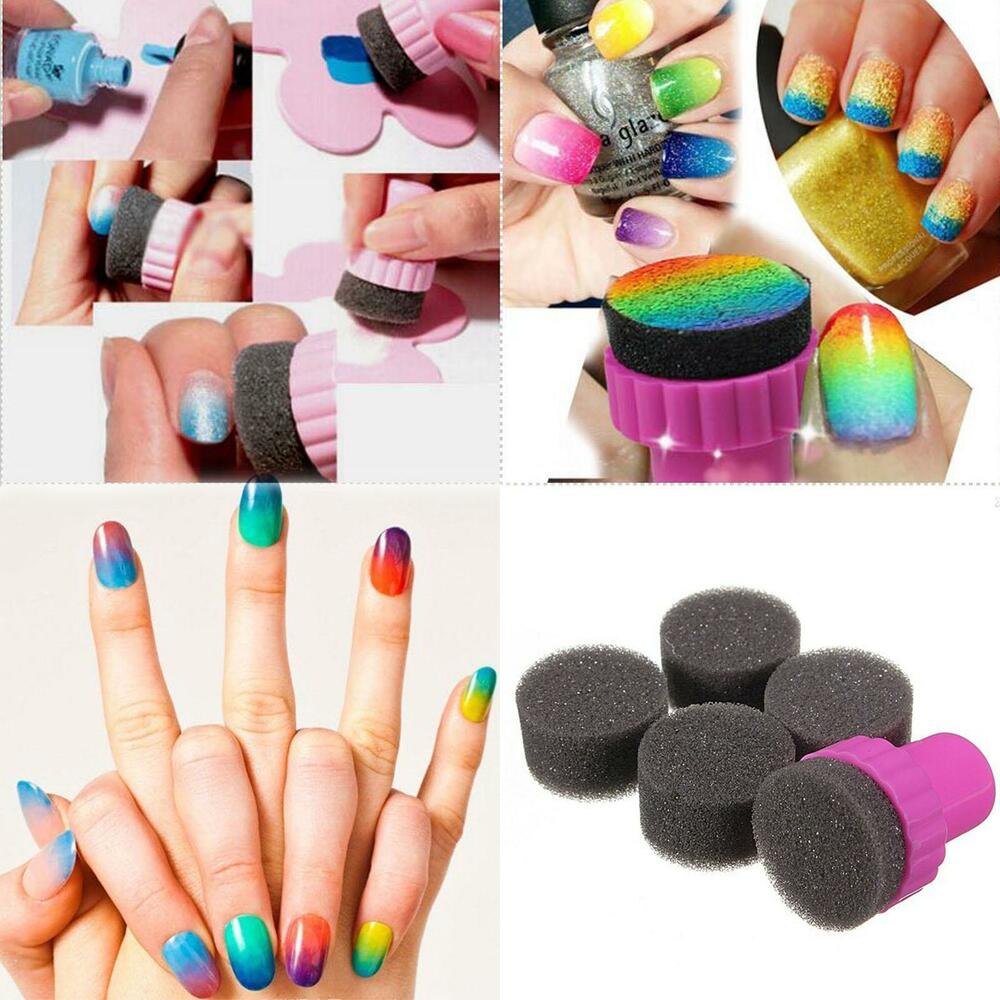 5Pcs Set Nail Sponge Stamper Gradient Color Nail Art Design Manicure Tool