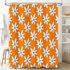 Orange Shower Curtain with White Flower Pattern: Waterproof Bathroom Decor for Kids' Bathrooms or Master Baths Polyester Fabric,