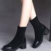 Fashion Round Toe Half High Boots for Women Black Warm 2025 New Trend Fashion Boot Chic and Elegant Gothic Luxury Mid Calf Shoes Woman