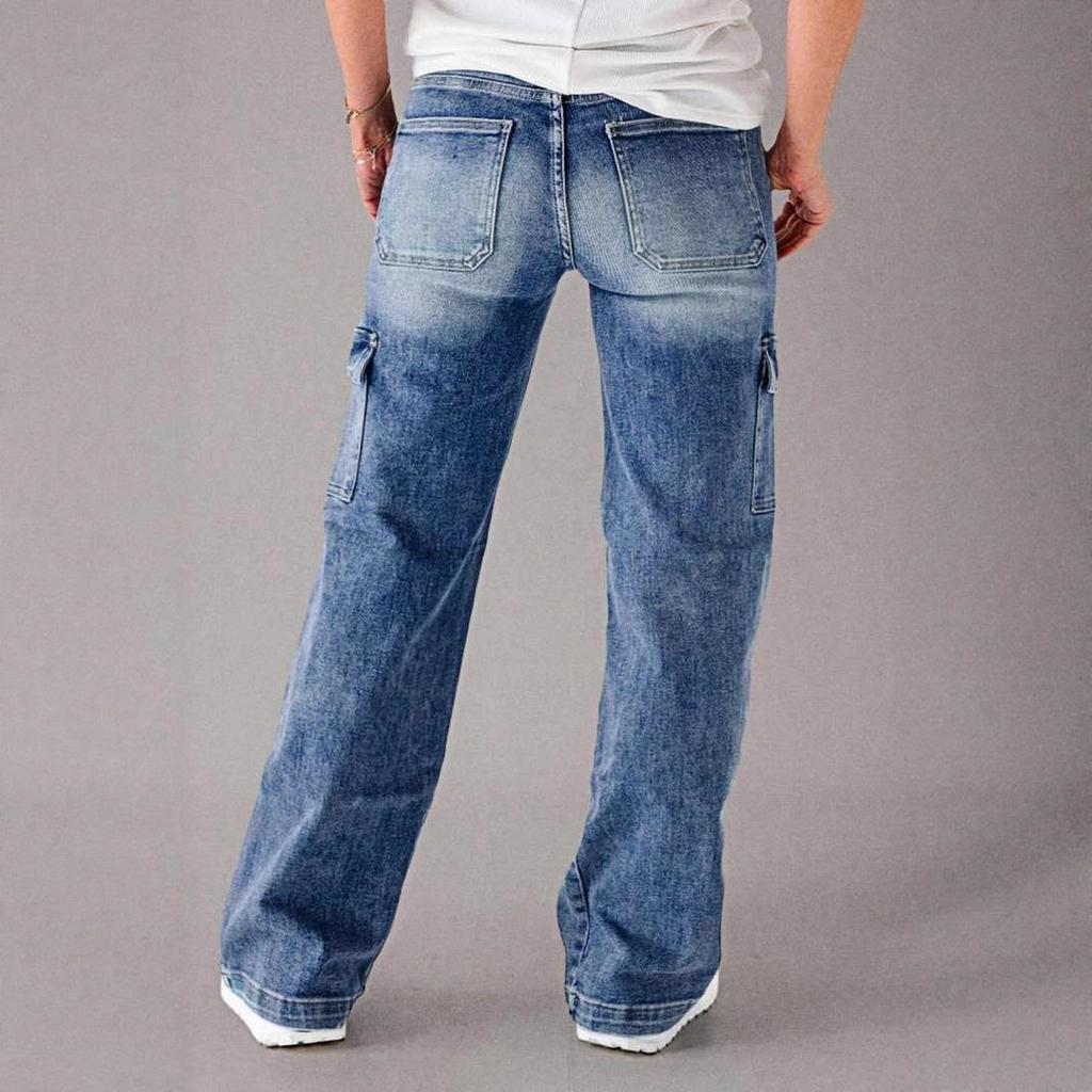 VEZFAA Pantaloni e capris a vita alta con stampa tinta unita casual alla moda da donna