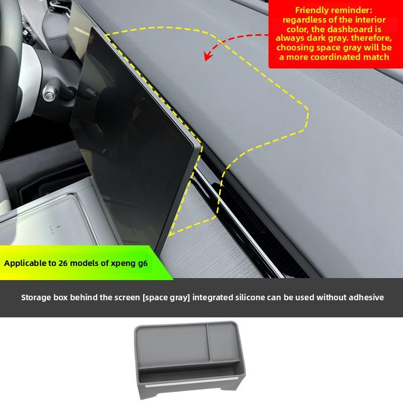 For XPENG G6 2026 Car Storage Box Behind The Screen Wireless Water Filling Cup Integrated Silicone Pad Interior Car Accessories