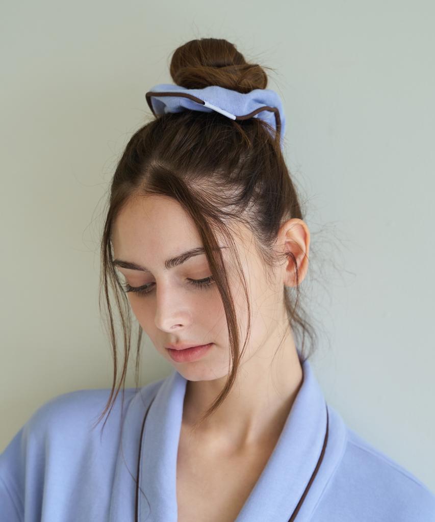 Contoursong Blue Piping Terry Hair Scrunchie