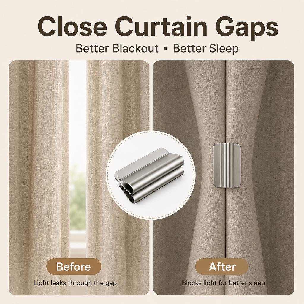 10/20 Pairs Stainless Steel Magnetic Curtain Closure Clips No Drill Light Blocking Fasteners for Bedroom & Living Room