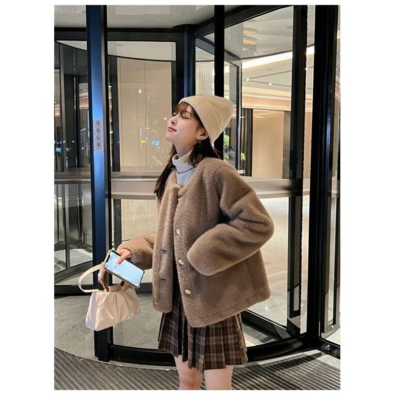 Abrigo de Invierno Grueso de Piel Sintética de Lujo para Mujer Chaqueta de Shearling Ecológica Abrigo Exterior de Moda Trendy