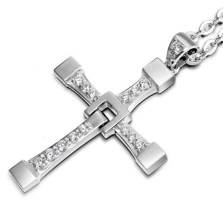 Fast  Furious 8 Inspired Zircon Cross Couple Necklace