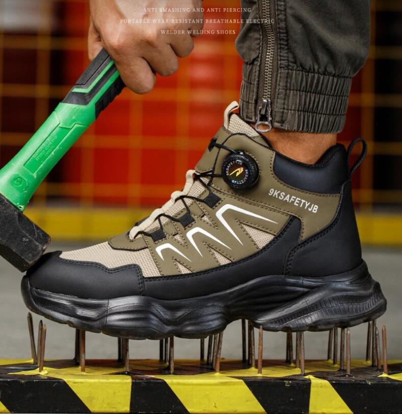 Rotation button Work Safety Men Steel Toe Anti smash puncture Protective Size 47 for Adult Men Suitable for Daily Wear