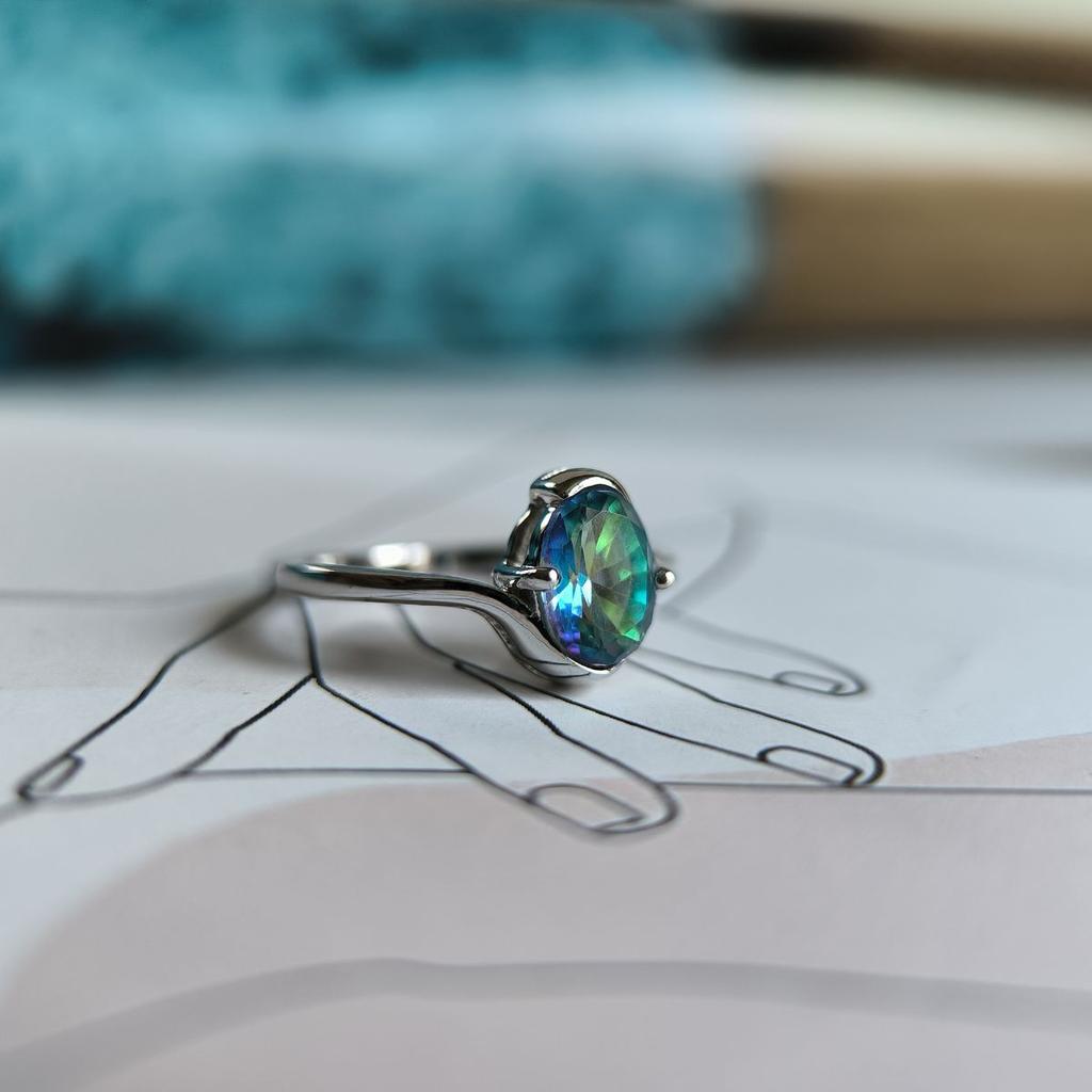 Серебряное кольцо с мистик топазом 0.925ct, вес изделия 2,41 гр (2190233)