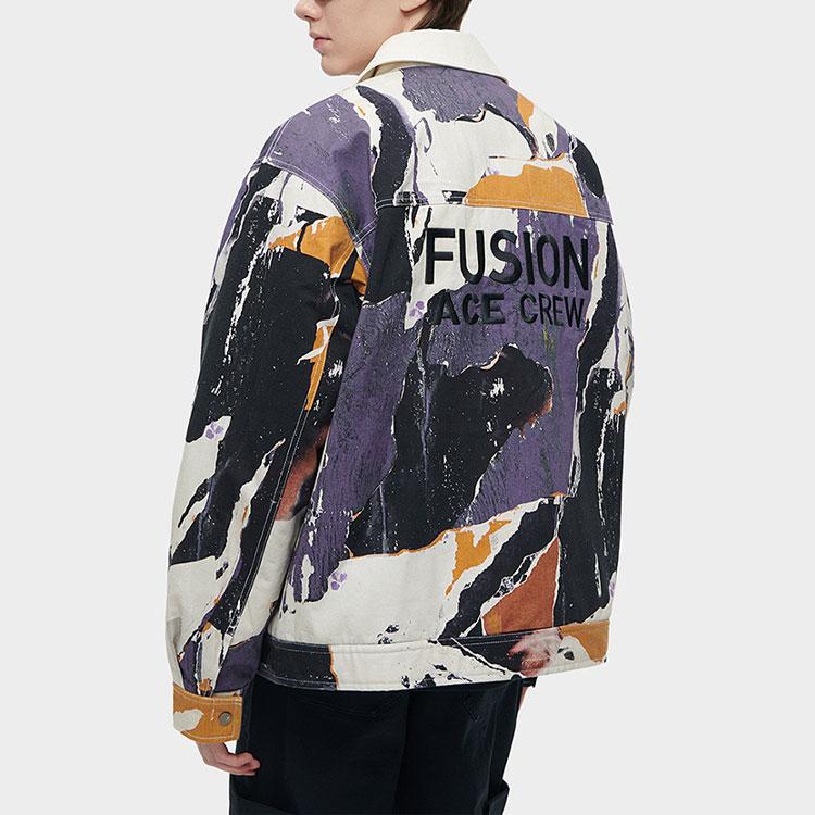 Fila Fusion Full Print Single-Breasted Collar Long Sleeve Jacket Men Jacket Milan-Purple T11M413901F-PU