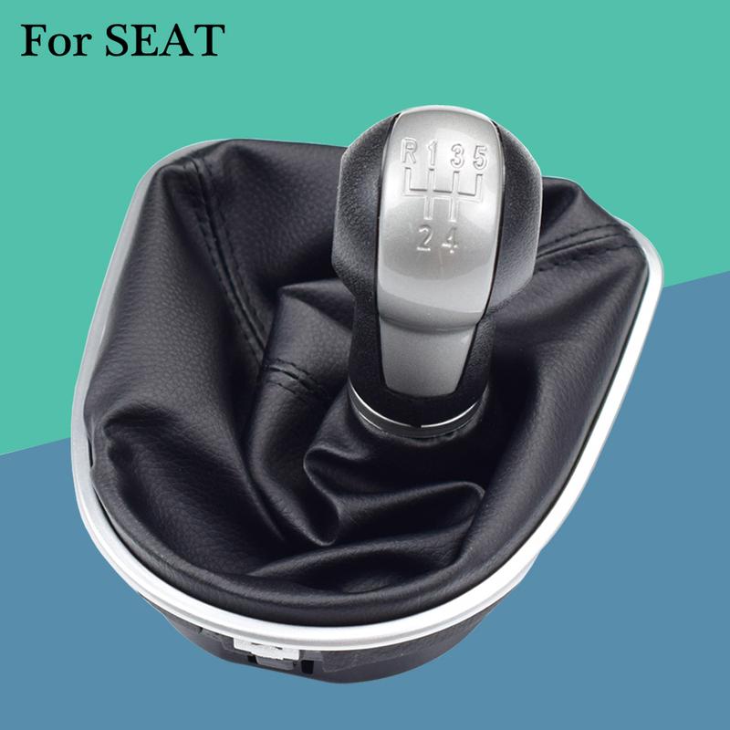 For Seat Leon 1P 2005 2006 2007 2008 2009 2010 2011 2012 Car-Stying MT 5 6 Speed Car Gear Stick Shift Knob With Leather Boot