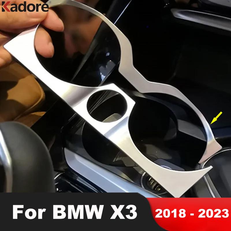 For BMW X3 2018      Matte Car Front Water Cup Drink Holder Frame Cover Trim Interior Moulding Accessories