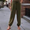 High Waist Loose Harlan Casual Large Pocket Women's Pants Wrap Elastic Waist Wide Leg Pants