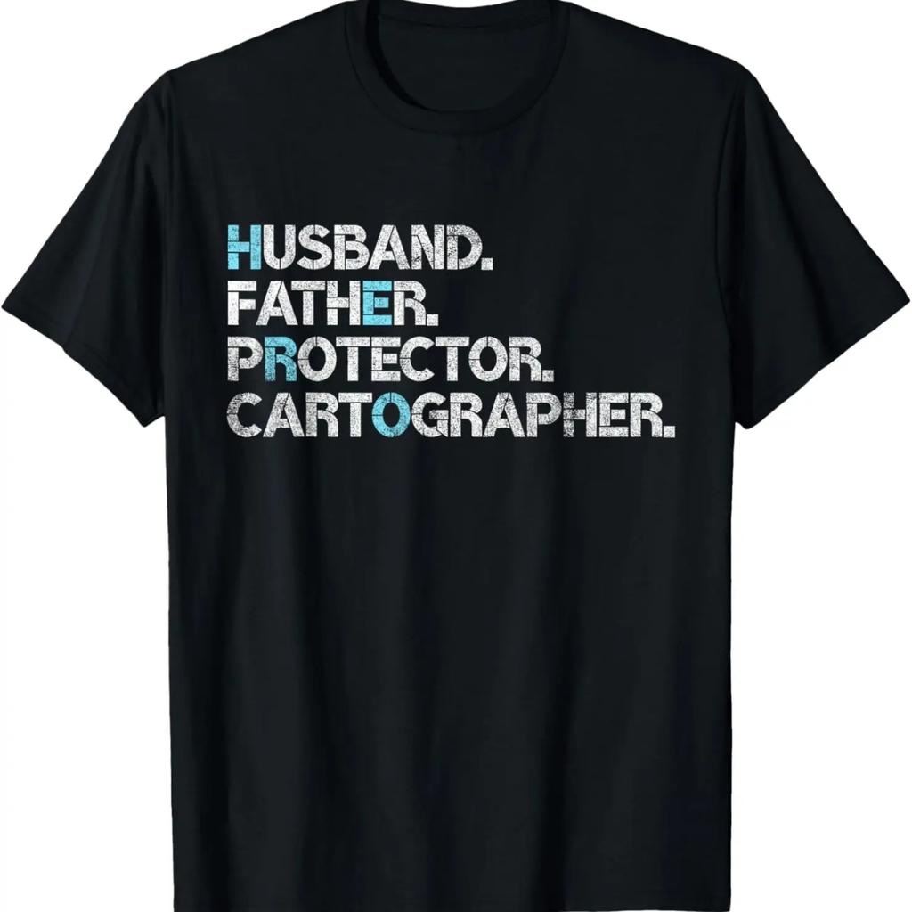 Husband Father Protector Cartographer Gift Dad Cartography T-Shirt