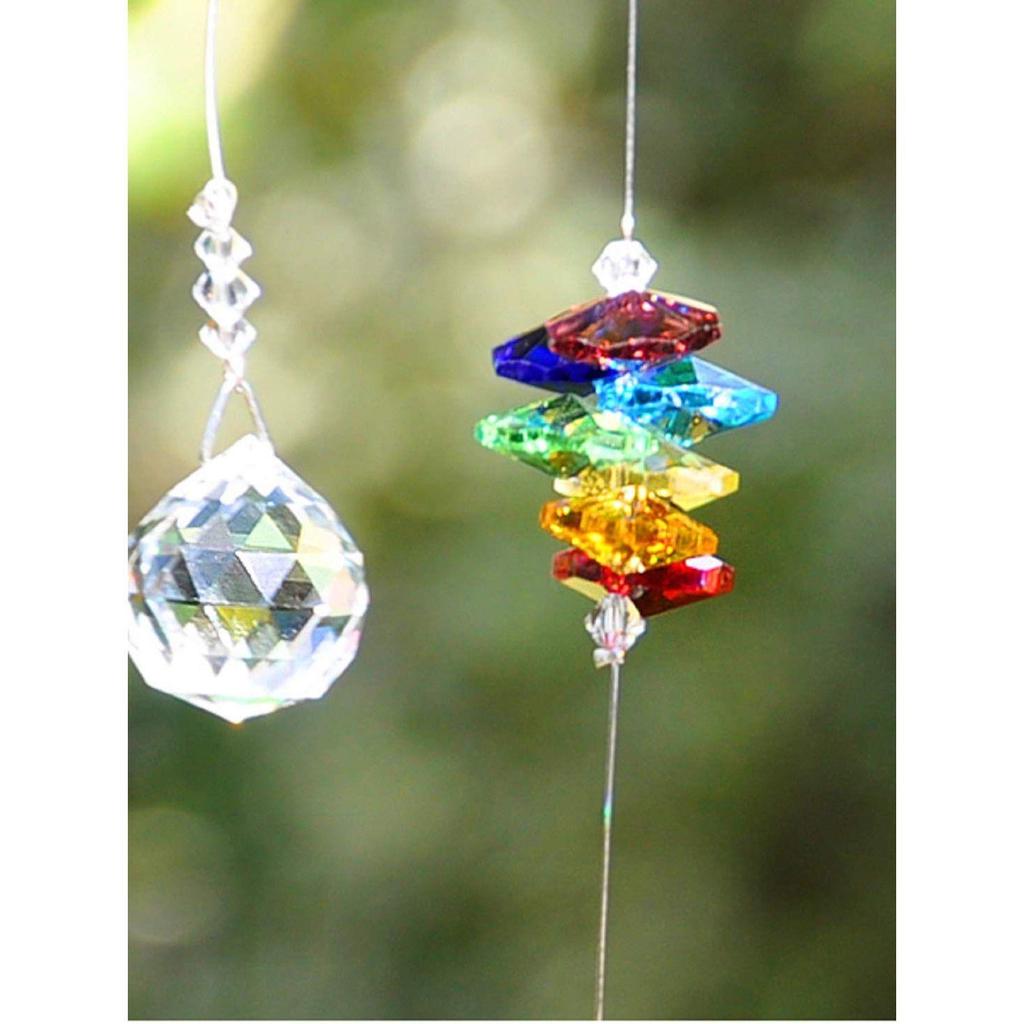 Sparkling K9 Crystal Glass Crystal Car Hanging Rainbow Suncatcher Beautiful Balcony Garden Hanging Ornament A4