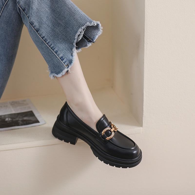 Weiwei girl 8009-8 platform loafers women's spring and autumn retro one-pedal small leather shoes thick heel soft sole single shoes