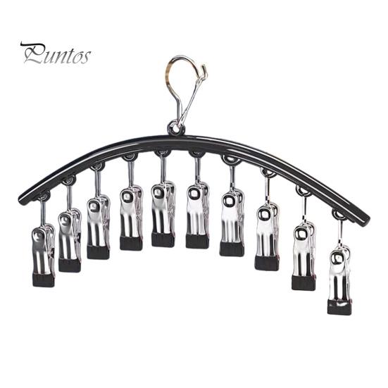 Сушильная стойка из нержавеющей стали, вешалка для одежды с ветрозащитным крючком, прочная нескользящая вешалка для нижнего белья, вешалка для носков чёрный