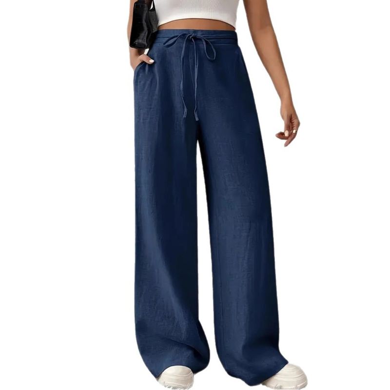 Drape Casual Lace-up Wide-Leg Pants High Waist Drape Casual Lace up Loose Pants