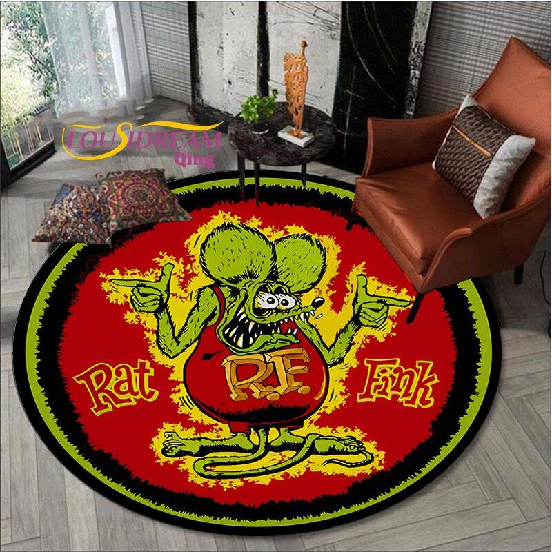 Covor Rat Fink Covor rotund retro Decor camera de zi Covor Mancave Covoare Covoare pentru dormitor Scaun Covor Cadouri