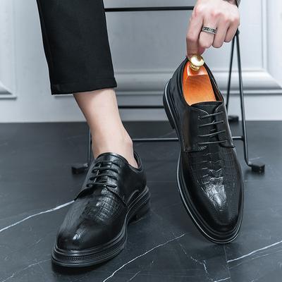 Italienischer Gentleman Schwarz/Braun Schnürschuhe Krokodilmuster Frühling Leder Herren Slipper Spitz Zehenbereich Formell Party Ballerinas Britisch