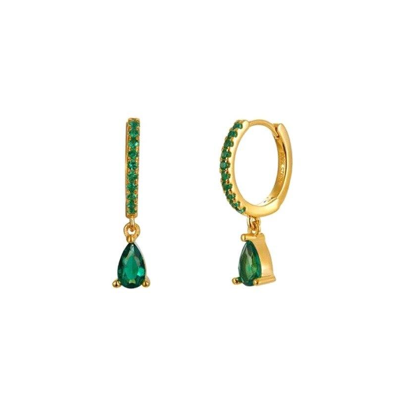 Women Multi Color CZ Drop Earrings Gold Plated Cute Girls Hoop Earrings Geometric Cubic Zirconia Earrings Jewelry Gift