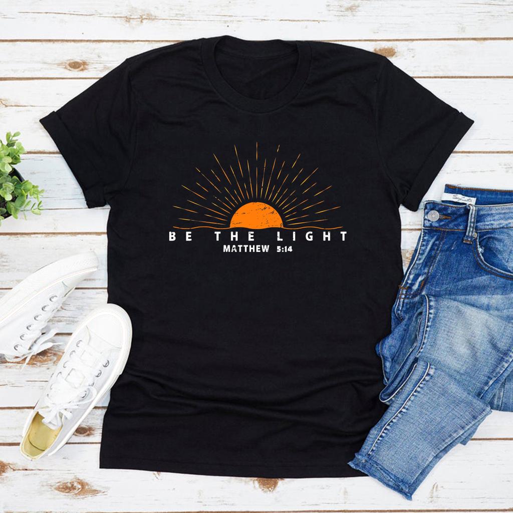 Be The Light Matthew 5:14 Shirt Inspirational T-shirt Christian Outfit Vintage Faith Tee Religious Clothing Bible Verse Gifts