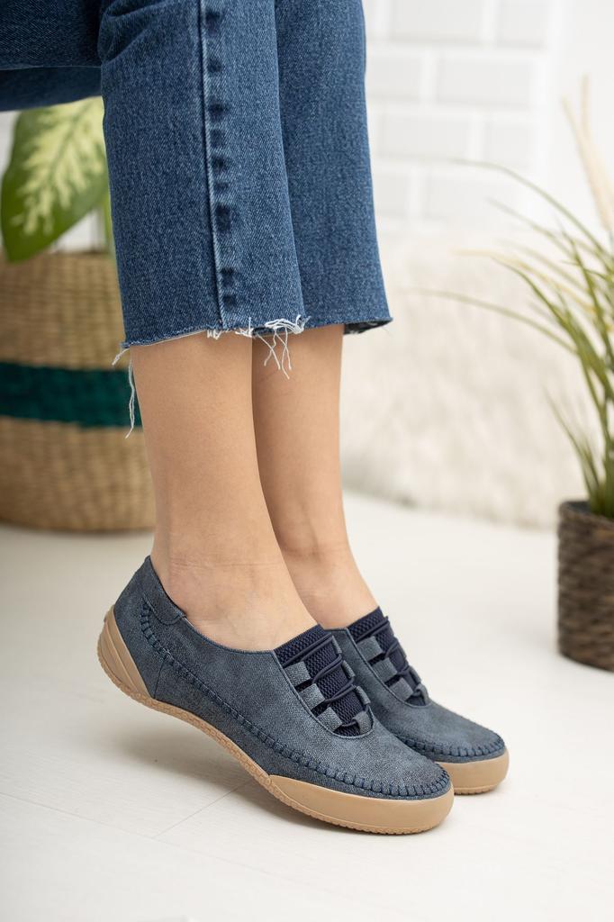 Women's Flat Shoes Orthopedic Pad Tan Denim Shoes