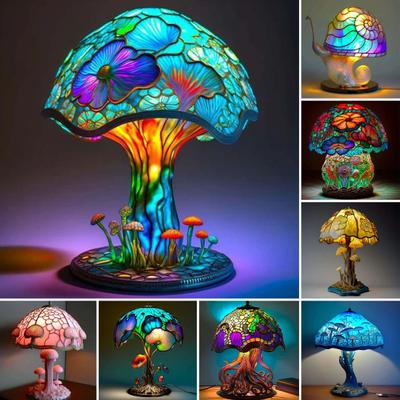 Mushroom Plant Table Lamp Night Light Soft Glow Flicker Free