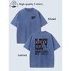 Fashion Trend Pattern Print Men'S Street Style Distressed Washed T-Shirt | Crew Neck, Short Sleeve, Loose Fit, for Daily Leisure, Outdoor Sports