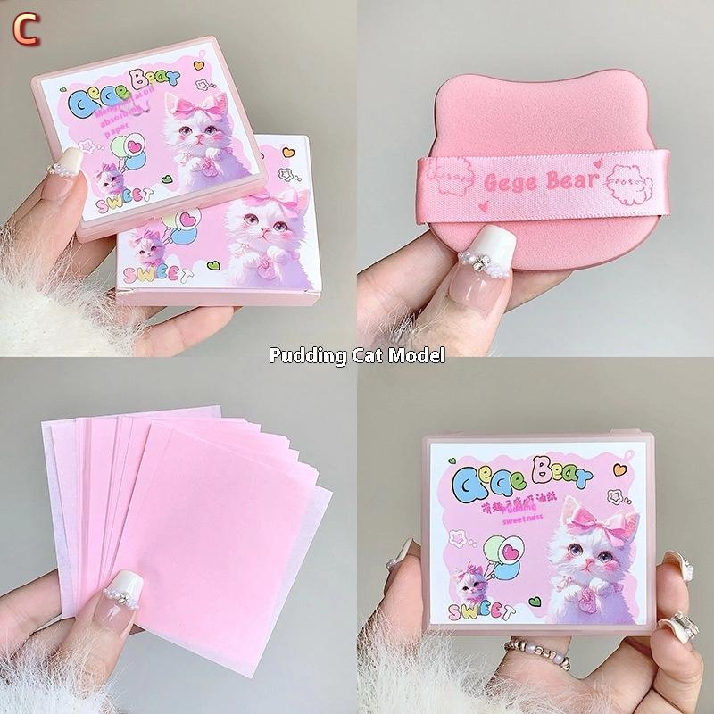 100Sheets Oil Blotting Papers With Case And Makeup Puff Oil Absorbing Sheets Bamboo Charcoal Face Oil Blotting Sheets For Makeup