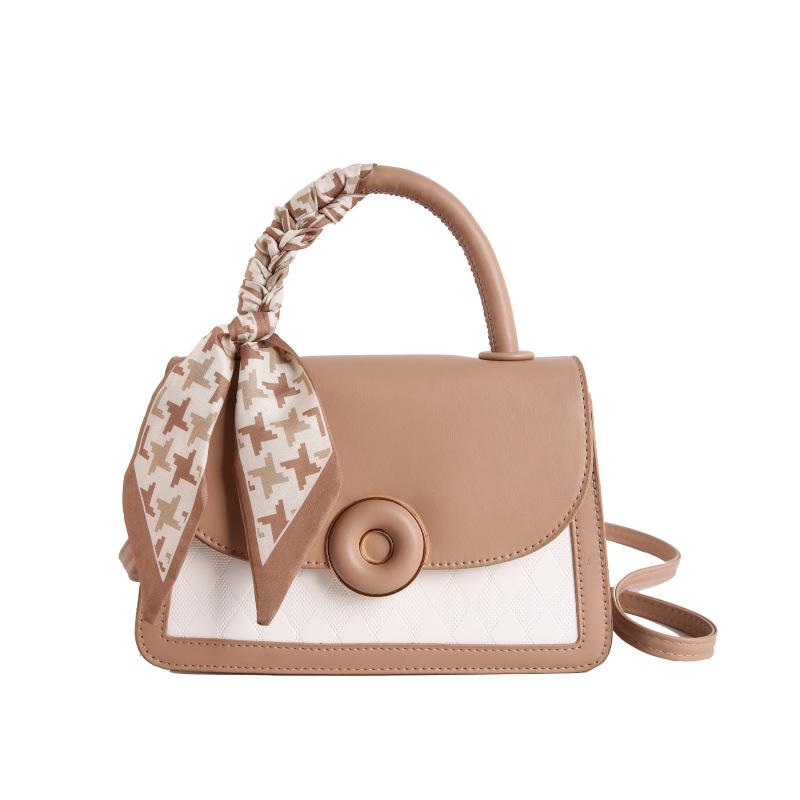 Fashion Splicing Contrasting Color Small Square Bag New Simple Personalized Handbag Trendy Versatile Shoulder Messenger Bag
