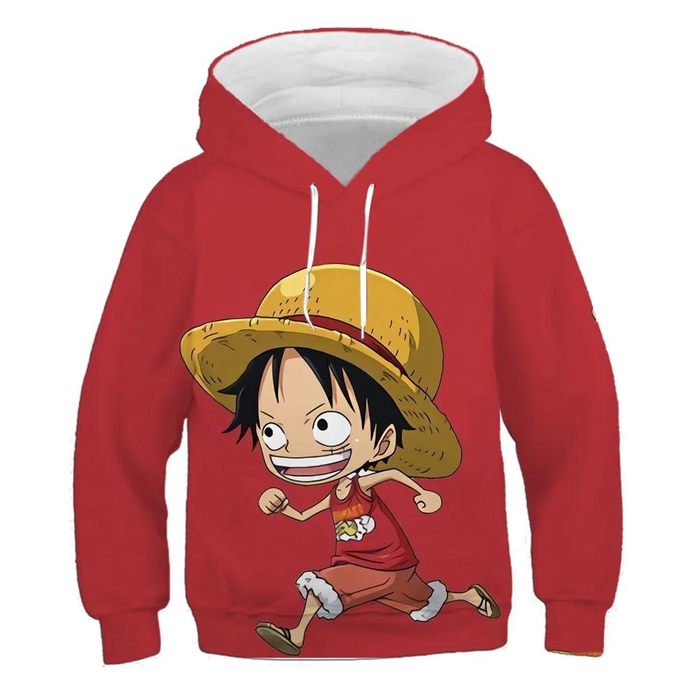 3d Printed Pirate King One Piece Hoodie Lufei Children's Cartoon Hoodie Pullover Long Sleeve Children's Cartoon Street Cool tops