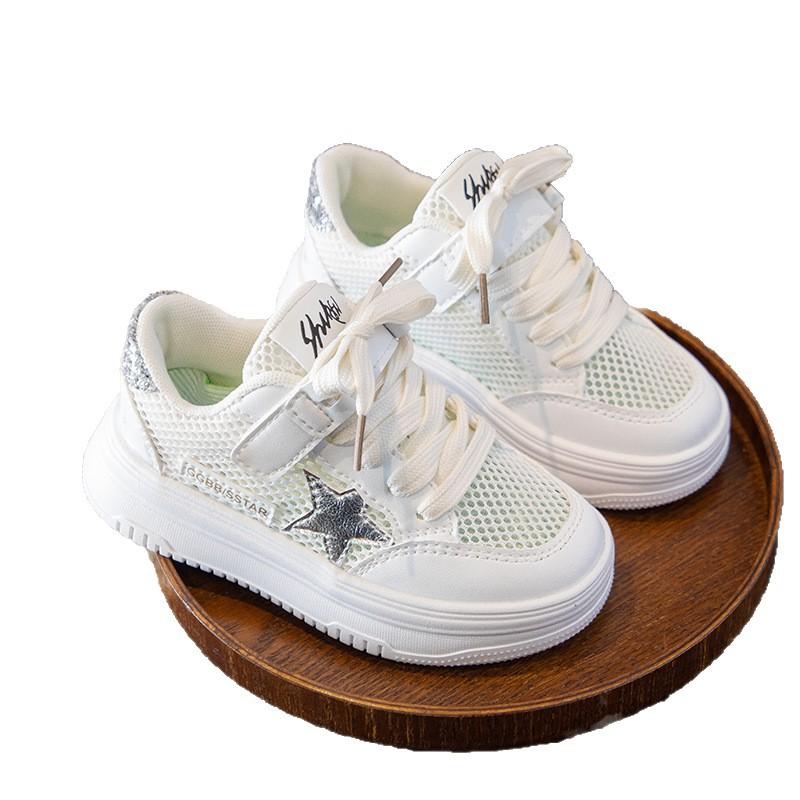 Children's net shoes sports shoes summer new girls star white shoes Korean version of boys light casual board shoes