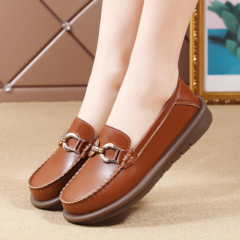 Fashion Round Head Women Casual Designer Women's Casual Shoes Flat Non Slip Lightweight Comfortable Set Wear Loafer Womens Single Shoes