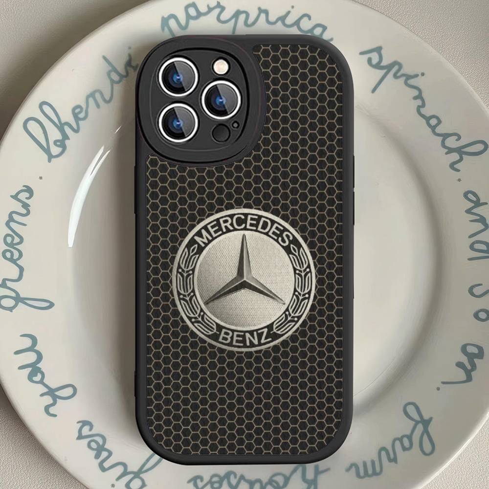 CQH1 Car M-Mercedes-Benz Phone Case For IPhone 16 15 14 13 12 11 Pro Max Plus Shockproof Leather Cover