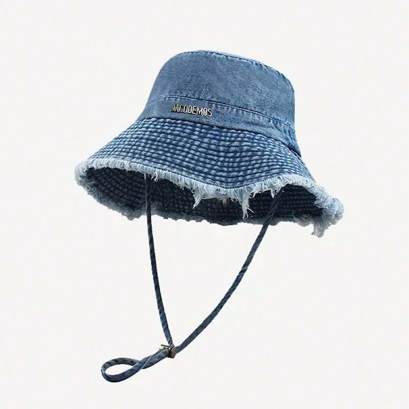Old Rough Edge Bucket Hat Spring and Autumn New Retro Hat Women's Casual Versatile Basin Hat Washed Denim Hat