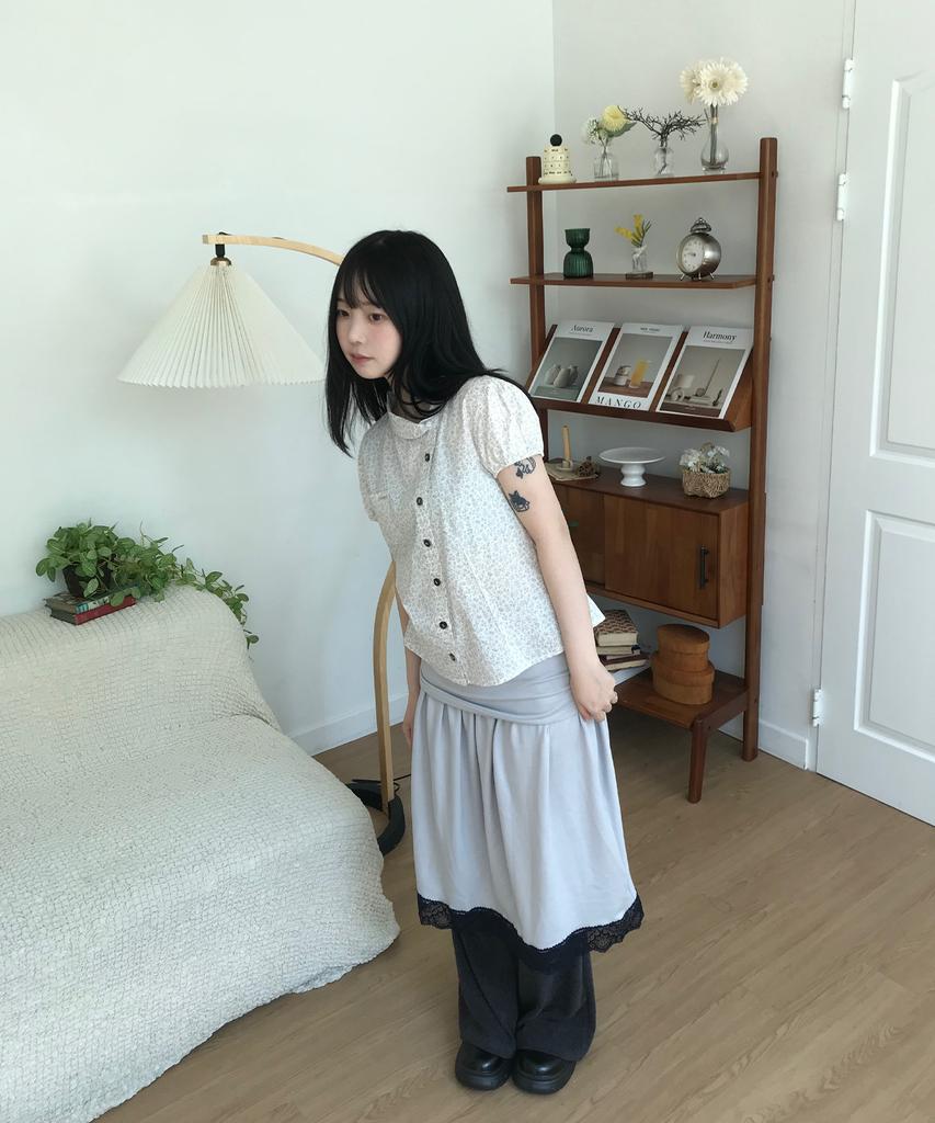 Onseuka 2 Way Lace Tube Skirt (Light Gray)