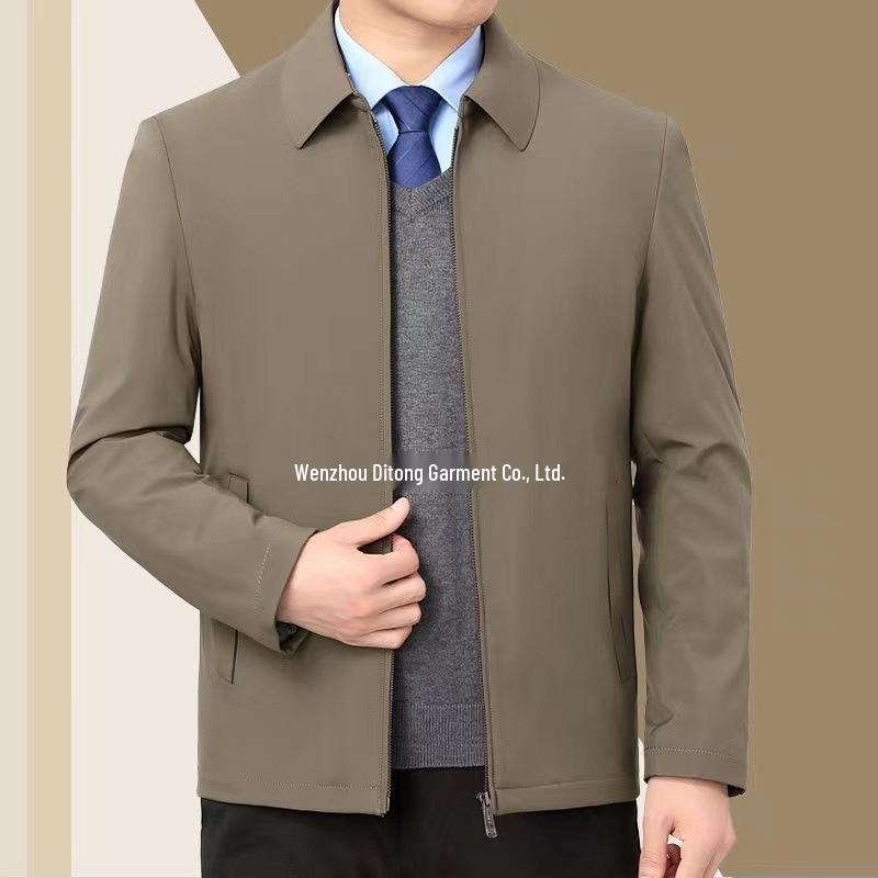 2024 Spring/Autumn High-Quality Lapel Jacket for Middle-Aged and Elderly Men - Fashionable Business Casual Outerwear
