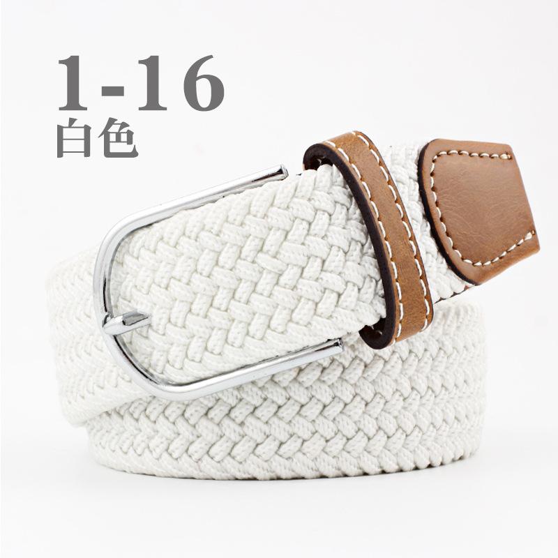 Women Casual Knitted Pin Buckle Without Holes Men Belt Woven Canvas Elastic Expandable Braided Stretch Belts for Female Jeans