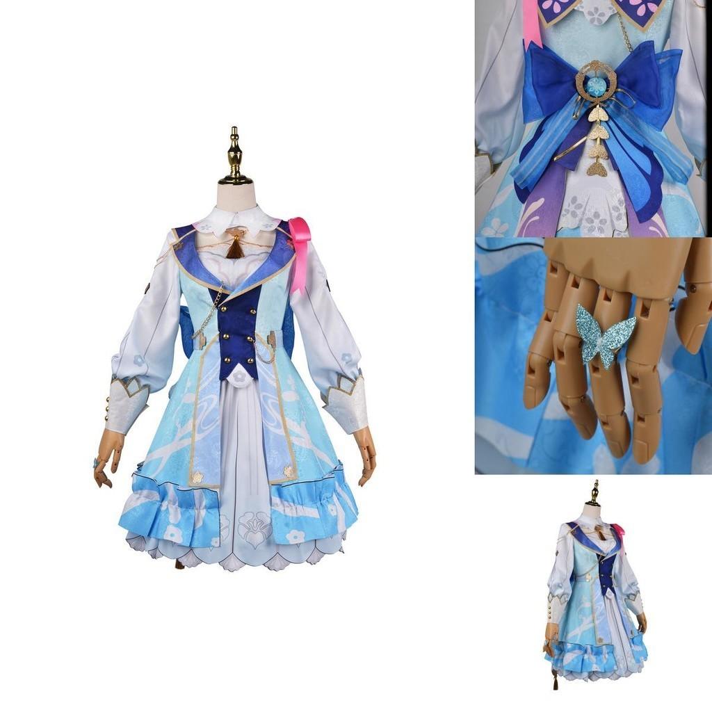 Genshin Impact Kamisato Ayaka Cosplay Costume Wig Flower Dress Hat Halloween