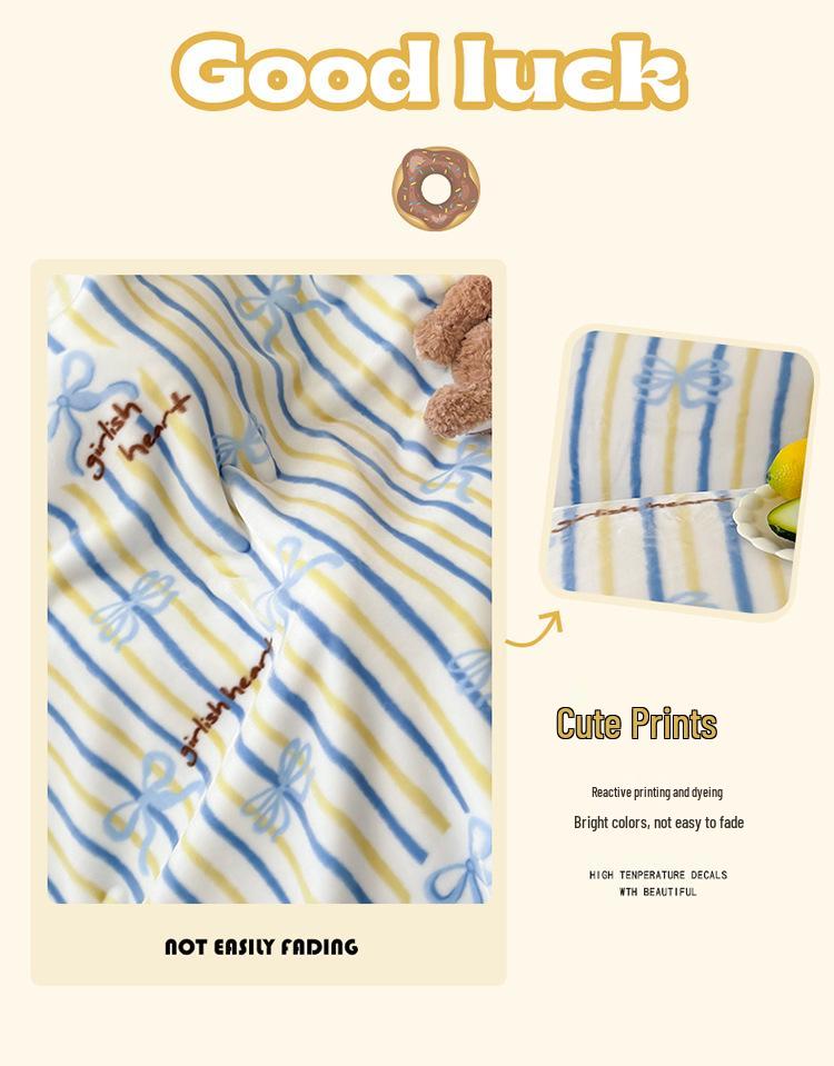 A-Class Double-Sided Printed Milk Velvet Blanket: Thickened Nap & Air Conditioning Sofa Cover