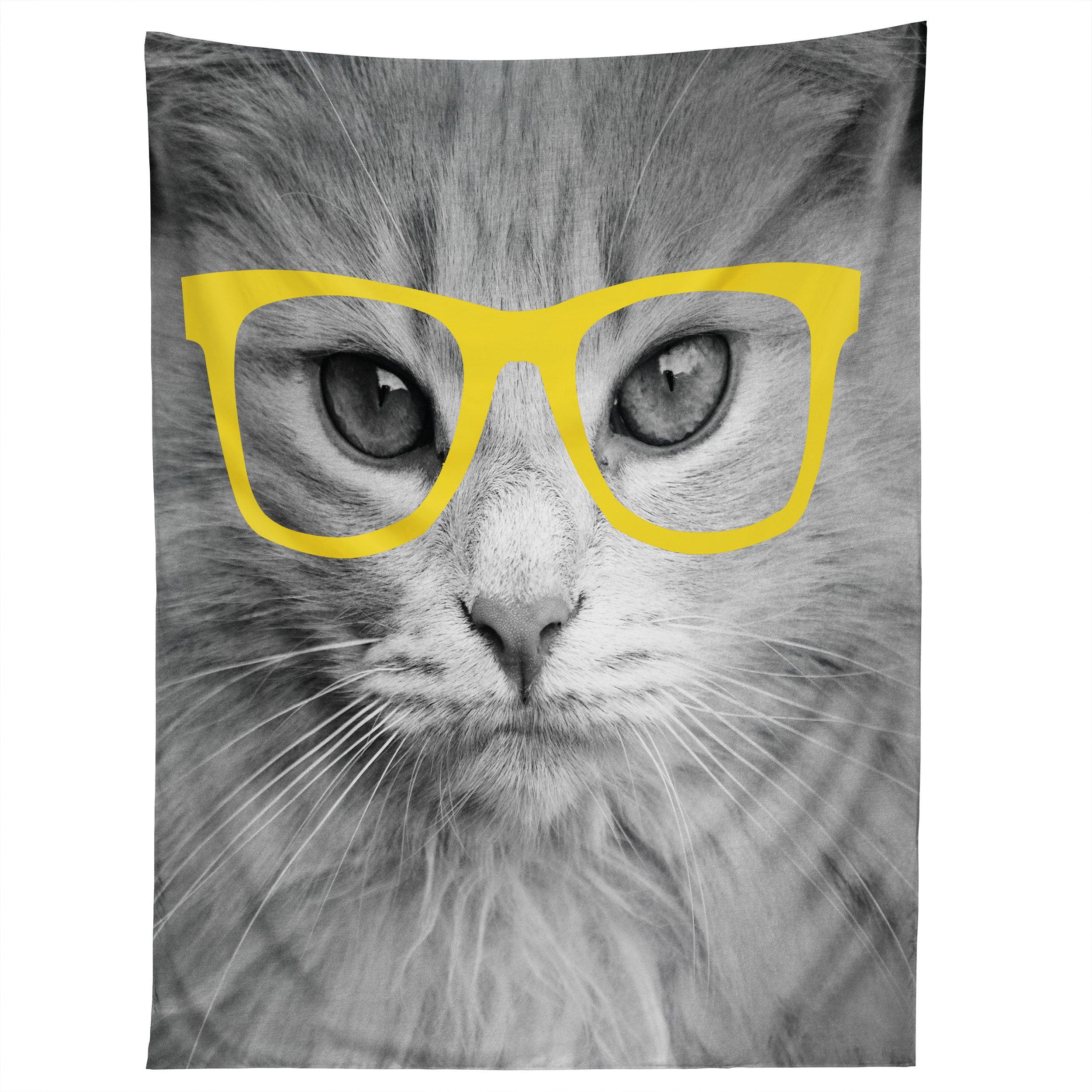 HIPPEST CAT YELLOW tapestry 75x100