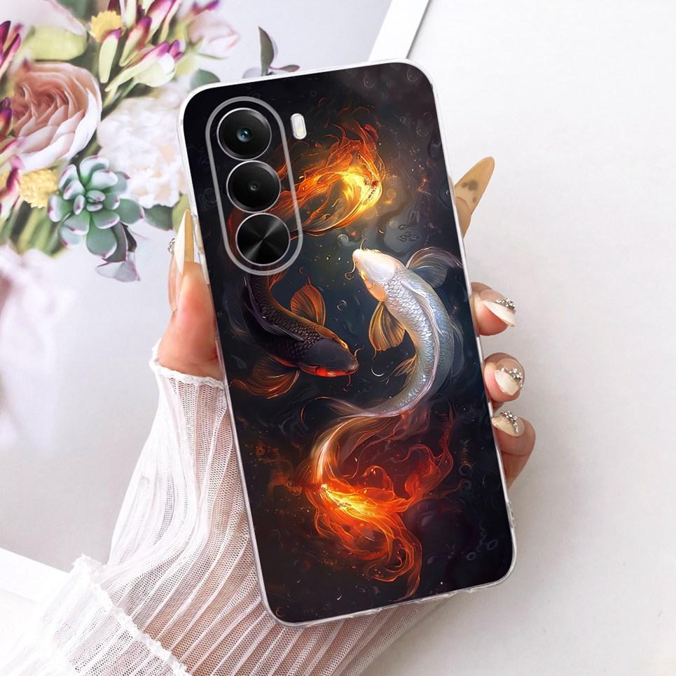 For Realme P4X 5G Phone Case On Realme RMX5108 Casing Cool Dragon Lion Tiger Cartoon Painting Back Cover Clear Soft Silicone