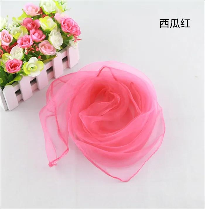 10pcs 70x70cm Candy Colors Sheer Transparent Organza Chiffon Scarf Girls Women Dance Performance Square Neck Scarf