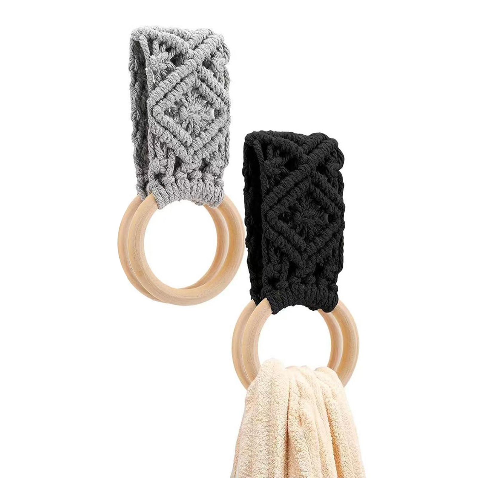 

2 Pcs Crochet Towel Holder with Hanging Loop Dish Towel Hook Housewarming Gifts for Bathroom Cabinet House Oven Stove Door