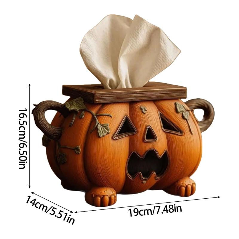Halloween Pumpkin Tissue Box Organizer For Home Office Party Decoration Plastic Construction Napkin Dispenser